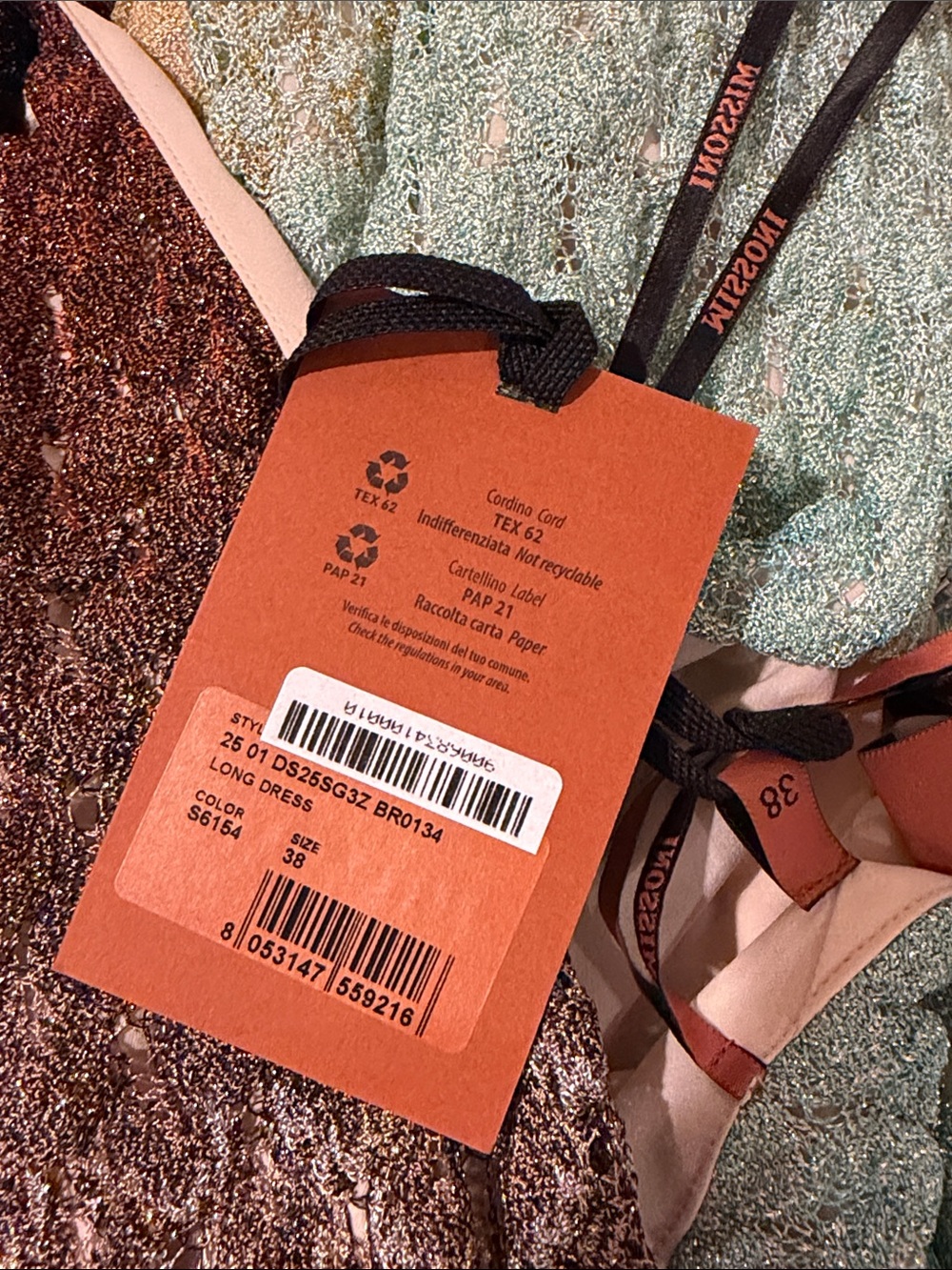 Missoni Ombre Metallic Gradient Knit Halter Dress in Brown, Mint, Yellow, Peach - Picture 5 of 5